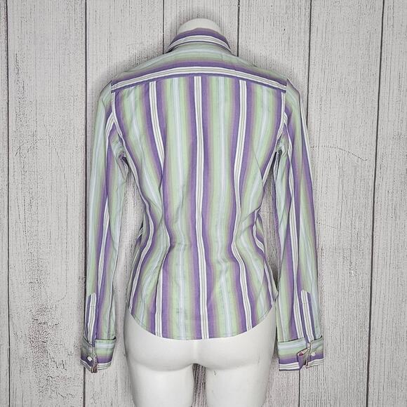 Robert Graham Purple & Green Button Down Shirt with Paisley Flip Cuffs, size 4 - Picture 5 of 8